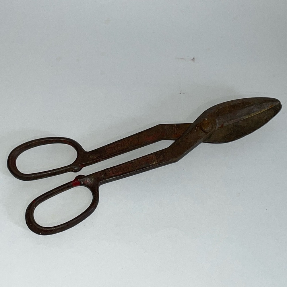 Vintage Forged Steel 12” Tin Snips Scissors Old Hand Tool Collectible Decorative